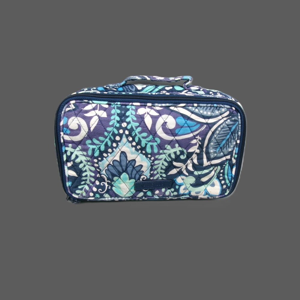 Vera Bradley Lighten Up Wipes Travel Cosmetic Pouch Bag, Blue Island Medallion